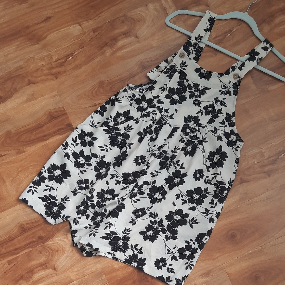 Black and White Floral Romper